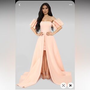Start The Dance Floor Off Shoulder Gown - Blush